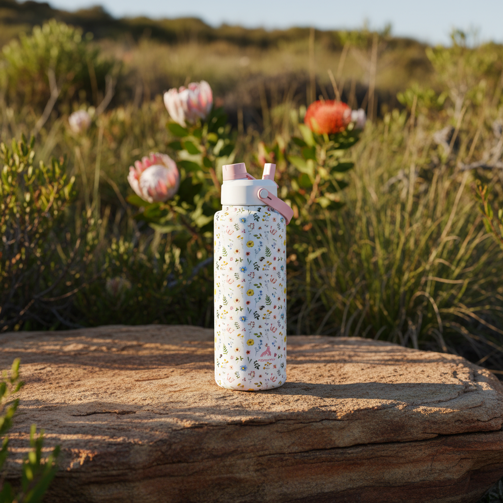 Floral Insulated Stainless Steel Water Bottle – 1.2L(Keeps Drinks Cold & Hot)